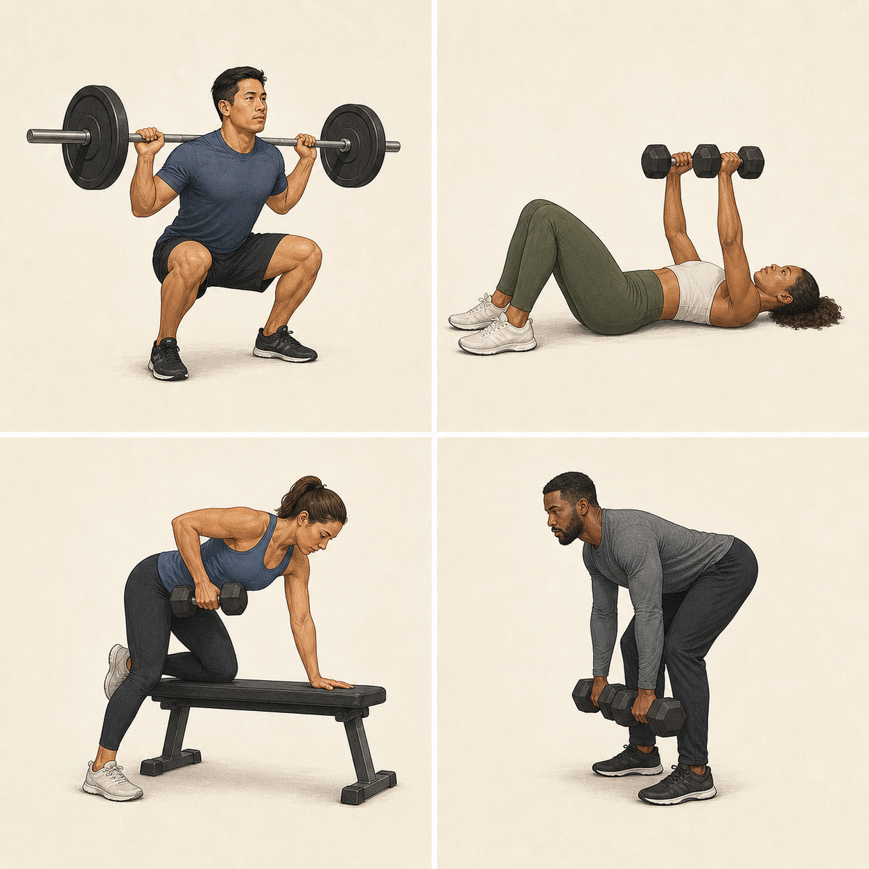 Lámina de ejercicios de gimnasio
