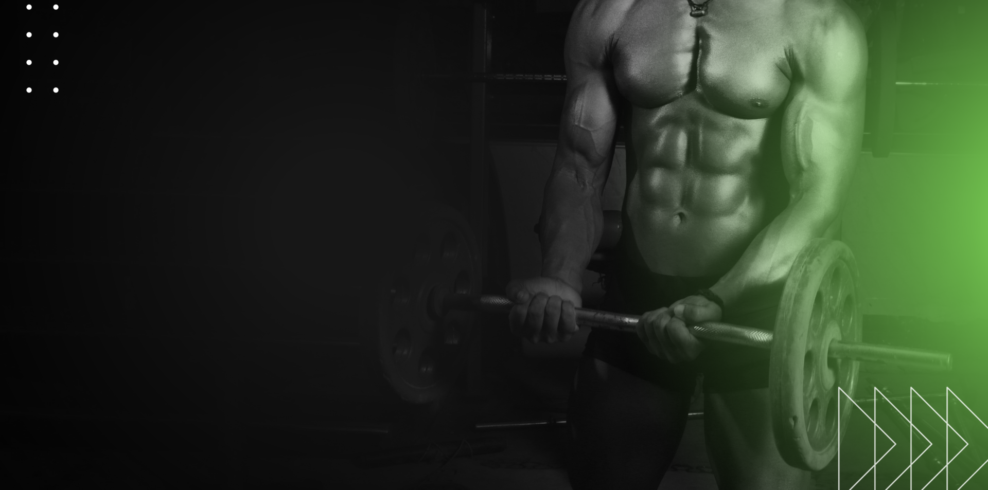 muscle athlete grabbing dumbbells with green background