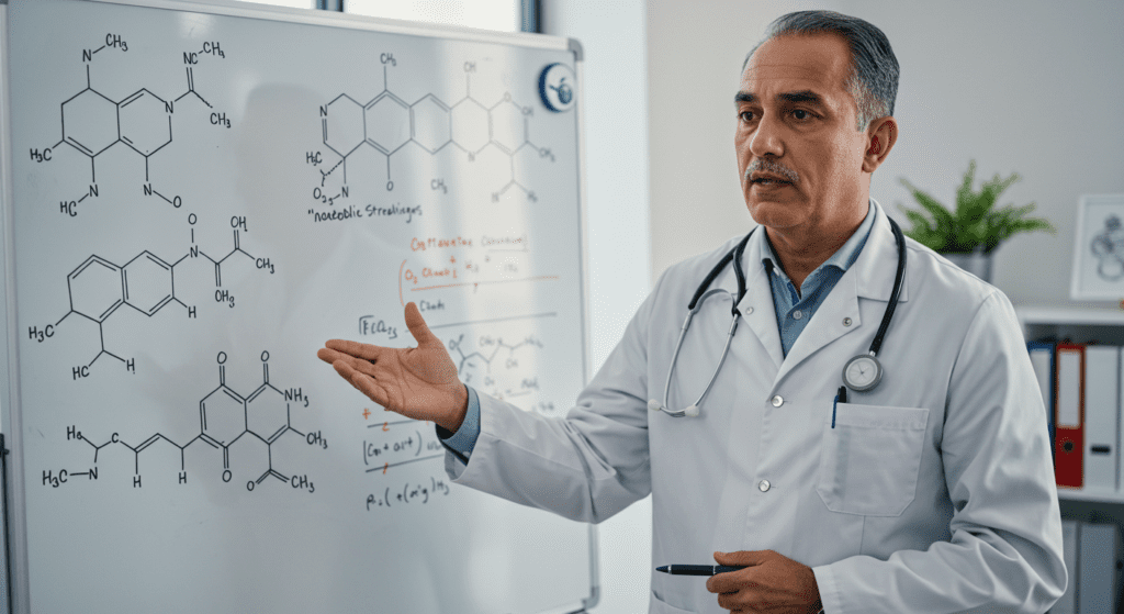 medico exponiendo los peligros del uso de esteroides